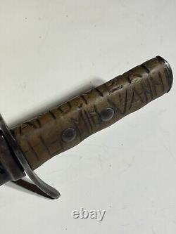 Italian Italy WW2 MVSN Dagger Fighting Knife with Scabbard And Carved Handle RSI