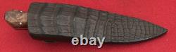 Jim Ort Custom De Dagger Fixed Blade Knife, Padauk Wood, Crocodile Sheath