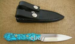 Jim Ort OZ Custom Fighting Stiletto Dagger Fixed Blade Knife, Turquoise