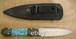 Jim Ort OZ Custom Fighting Stiletto Dagger Fixed Blade Knife, Turquoise/Micarta