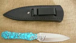 Jim Ort OZ Custom Fighting Stiletto Dagger Fixed Blade Knife, Turquoise, Stingra
