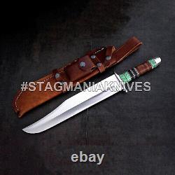 John Henry HAND FORGED J2 TOOL STEEL HUNTING KNIFE- STACKED LEATHER & RESIN