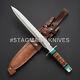 John Henry Rare Hand Forged D2 Steel Hunting Dagger Knife -stacked Leather