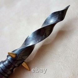 Kris Tri Dagger Knife 10 Hand Forged Tri Dagger Knife With Leather Sheath