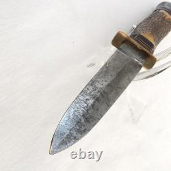 Kuno Ritter/Gutmann Solingen Germany 1950s stag handle hunting dagger org sheath