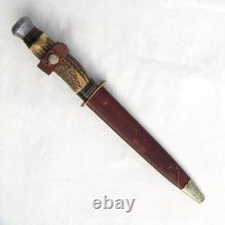 Kuno Ritter/Gutmann Solingen Germany 1950s stag handle hunting dagger org sheath