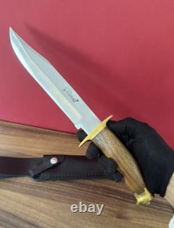 LEOPARD Pocket Knife Blade Dagger Wood Handle Vintage Sheath Leather Box Gift Se