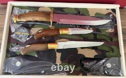 LEOPARD Pocket Knife Blade Dagger Wood Handle Vintage Sheath Leather Box Gift Se