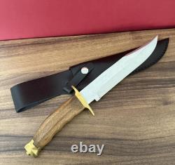 LEOPARD Pocket Knife Blade Dagger Wood Handle Vintage Sheath Leather Box Gift Se