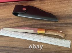 LEOPARD Pocket Knife Blade Dagger Wood Handle Vintage Sheath Leather Box Gift Se