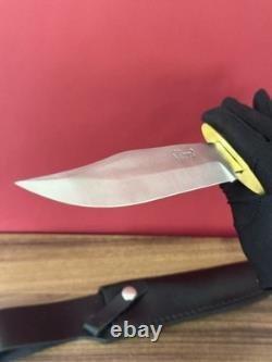 LEOPARD Pocket Knife Blade Dagger Wood Handle Vintage Sheath Leather Box Gift Se