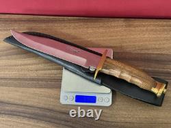 LEOPARD Pocket Knife Blade Dagger Wood Handle Vintage Sheath Leather Box Gift Se