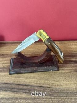 LEOPARD Pocket Knife Blade Dagger Wood Handle Vintage Sheath Leather Box Gift Se