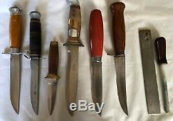 LOT 6 Knives with Sheath 2 Honing SteelMora Sweden Taico Japan Pakistan Dagger