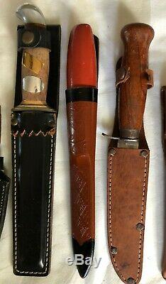 LOT 6 Knives with Sheath 2 Honing SteelMora Sweden Taico Japan Pakistan Dagger