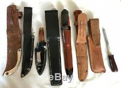 LOT 6 Knives with Sheath 2 Honing SteelMora Sweden Taico Japan Pakistan Dagger