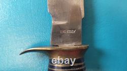 Large EIG Cutlery Italy Fighting Dagger Knife Stacked Leather c. 1950's TR1955