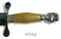 Large Vintage Fighting Knife / Dagger And Leather Sheath