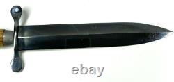 Large Vintage Fighting Knife / Dagger And Leather Sheath