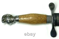 Large Vintage Fighting Knife / Dagger And Leather Sheath