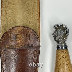Large Vintage Fighting Knife / Dagger And Leather Sheath