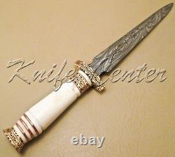 Lot Of 10 Custom Hand Made Damascus Steel Hunting Dagger Knife Handle Camel Bone