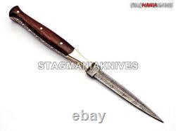 Lot Of 10 HAND FORGED DAMASCUS STEEL FULL TANG HUNTING DAGGER KNIFE-WOOD HANDLE