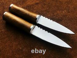Lot Of 2 Custom Handmade Carbon Steel Sgian Dubh Knife, Historic Dagger, EDC