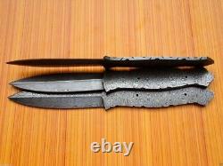 Lot Of 3 9 Handmade Damascus Steel Tactical Hunting Dagger Knife Blank Blade