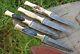 Lot Of 4 Hand Forged Damascus Steel Dagger Throwing Knife & Horn Handle Ah