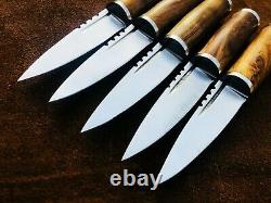 Lot Of 5 Custom Handmade Carbon Steel Sgian Dubh Knife, Historic Dagger, EDC