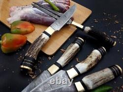 Lot/Set of 9 Pcs. Stag Horn Handle Custom Hand Craft Chef Knife Set