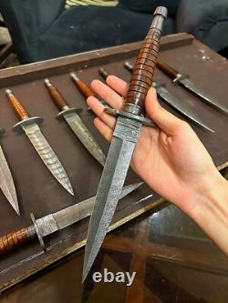 Lot of 10 Damascus Rose Wood Daggers & Knives Premium Handcrafted Collection