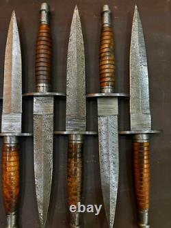 Lot of 10 Damascus Rose Wood Daggers & Knives Premium Handcrafted Collection
