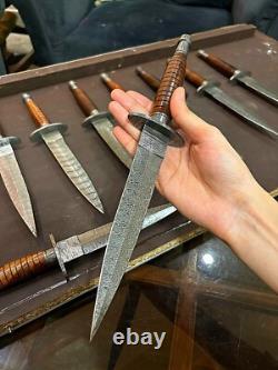 Lot of 10 Damascus Rose Wood Daggers & Knives Premium Handcrafted Collection