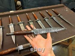 Lot of 10 Damascus Rose Wood Daggers & Knives Premium Handcrafted Collection