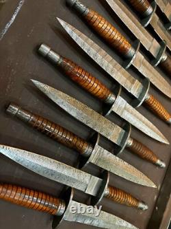 Lot of 10 Damascus Rose Wood Daggers & Knives Premium Handcrafted Collection