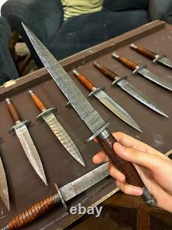 Lot of 10 Damascus Rose Wood Daggers & Knives Premium Handcrafted Collection