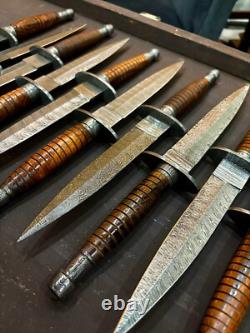 Lot of 10 Damascus Rose Wood Daggers & Knives Premium Handcrafted Collection