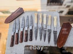 Lot of 20 Handmade Damascus Steel Boot Daggers Fixed Blade Knives Full Tang