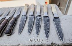 Lot of 20 Handmade Damascus Steel Boot Daggers Fixed Blade Knives Full Tang