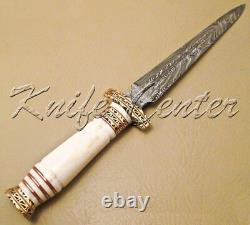 Lot of 3 CUSTOM HAND MADE DAMASCUS STEEL HUNTING DAGGER KNIFE HANDLE CAMEL BONE