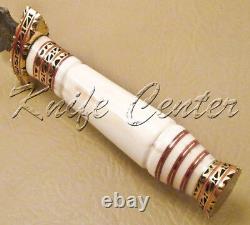 Lot of 3 CUSTOM HAND MADE DAMASCUS STEEL HUNTING DAGGER KNIFE HANDLE CAMEL BONE