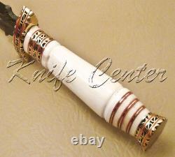 Lot of 3 CUSTOM HAND MADE DAMASCUS STEEL HUNTING DAGGER KNIFE HANDLE CAMEL BONE