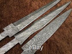Lot of 3 Handmade Damascus Steel Historical Dagger Blank Blades Knife making 3B2