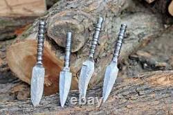 Lot of 4 Handmade DAMASCUS STEEL Hunting Dagger Survival KNIFE Full Tang Combat