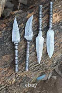 Lot of 4 Handmade DAMASCUS STEEL Hunting Dagger Survival KNIFE Full Tang Combat