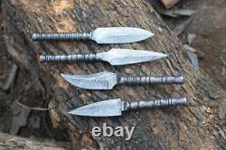 Lot of 4 Handmade DAMASCUS STEEL Hunting Dagger Survival KNIFE Full Tang Combat