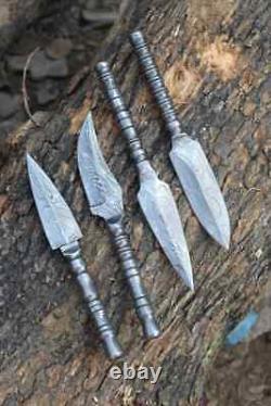 Lot of 4 Handmade DAMASCUS STEEL Hunting Dagger Survival KNIFE Full Tang Combat