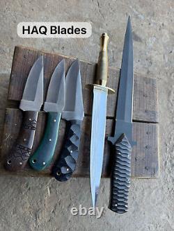 Lot of 5-Custom Handmade Spring Steel Hunting Dagger&Skinner Knife With Sheath